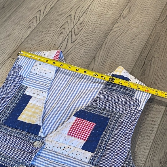 Vintage Patch Magic Quilted Reversible Vest Size XL Patchwork/Blue White Stripes - Picture 8 of 14